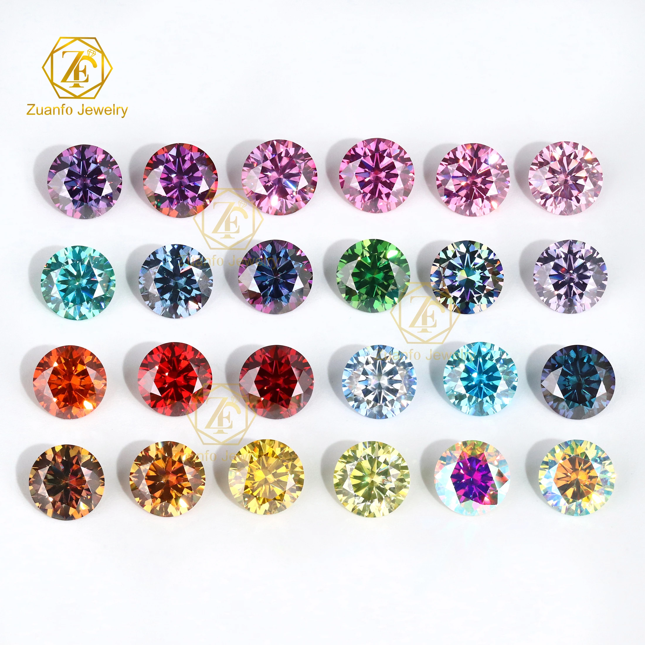 1Carat Loose big Size Gemstone 6.5mm Round Shape Synthetic multiple Color Diamond Moissanite Wholesale Price