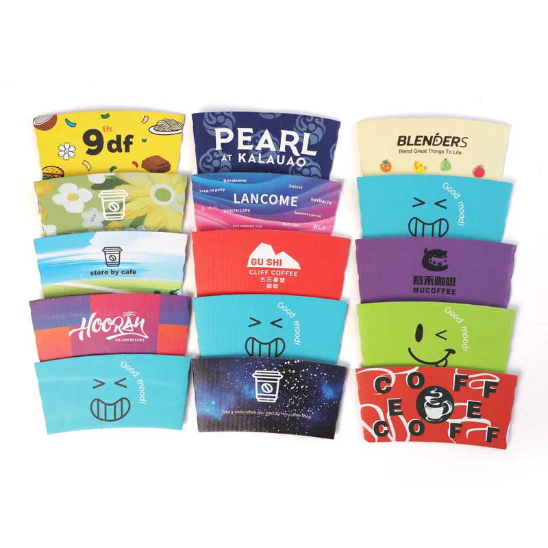 Disposable cup cover for hot and cold drinks coffee milk tea paper cup sleeve heat-insulated printed corrugated paper cup sleeve