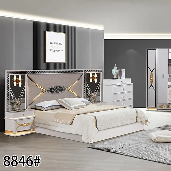 Bedroom sets Classic master bedroom double bed modern king size 1.8m leather the Middle East bed high-end turkish soft