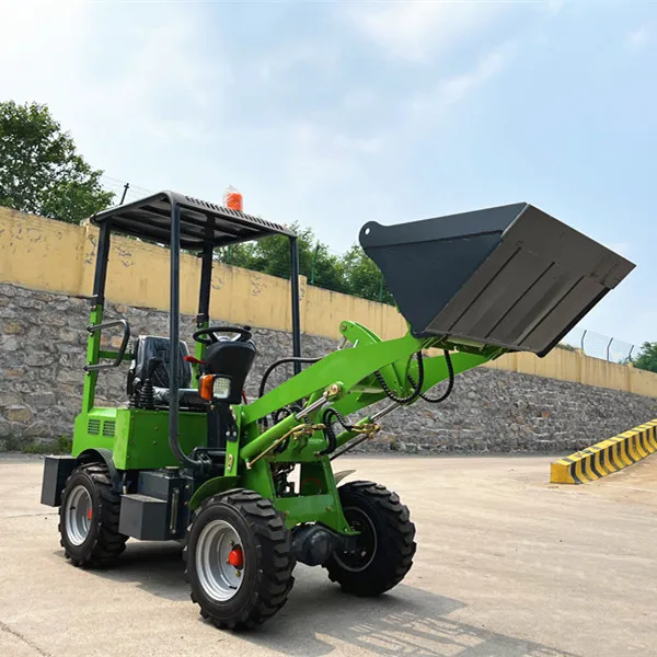 E04 Four Wheels Self Lifting Loaders Front Loader Small Garden Farm Electric Mini Bucket Wheel Loader With Battery
