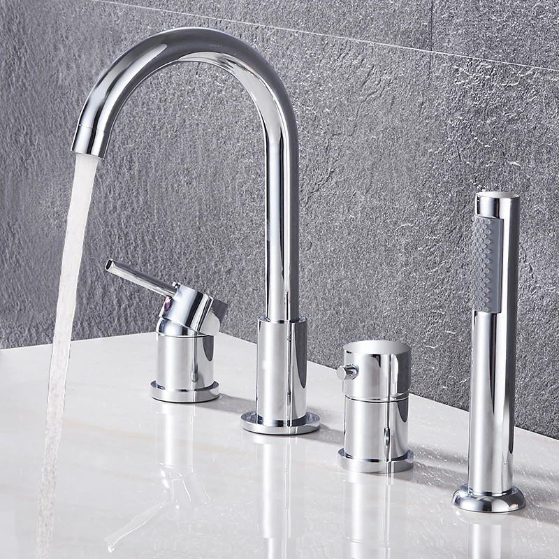 
All-Copper Thermostatic With Embedded Split Four-Piece Rain Shower Hot and Cold Rotatable Bathtub Faucet 