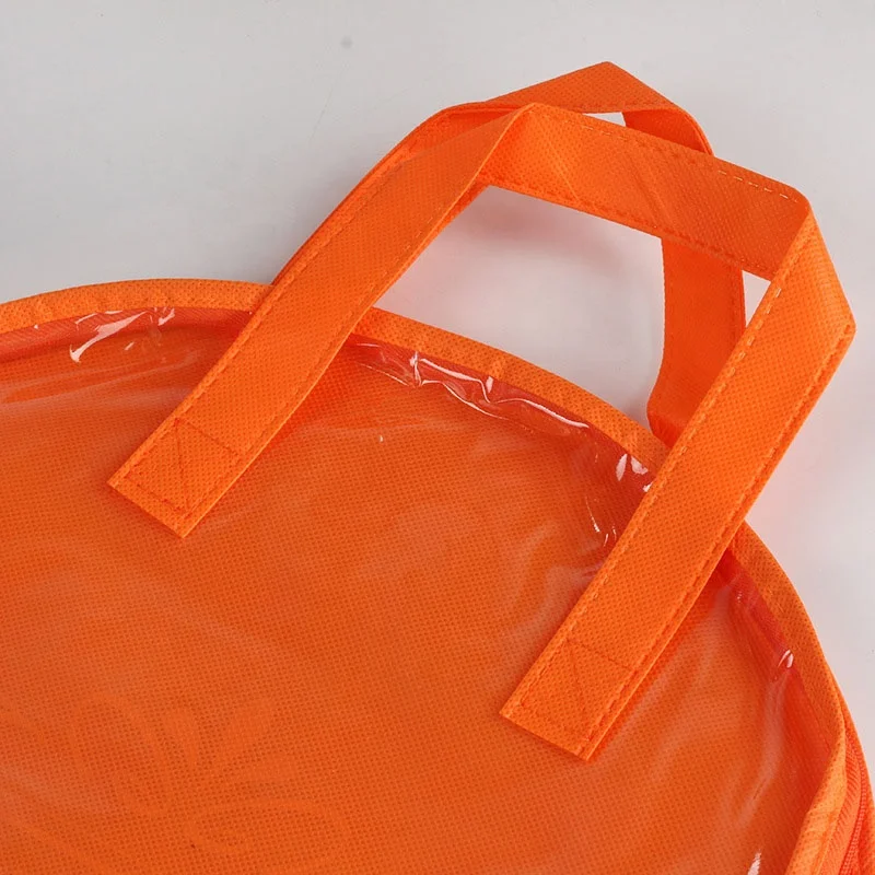 Eco-friendly Circle Transparent Cartilage Zipper Cosmetic Customized Gift PVC Non Woven Fabric Bag