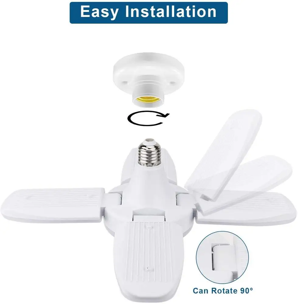 60 w 4 Adjustable Panel Shop Parking Work Light Trilights Bulbs Ceiling 60w Led Deformable Garage Adjustable Lights Led