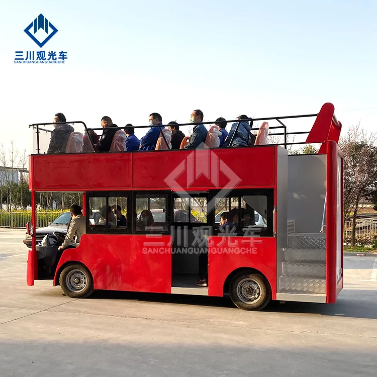 Professional Manufacturer Double Decker Electric Battery Operated Tourist Sightseeing Car & Bus For Sale