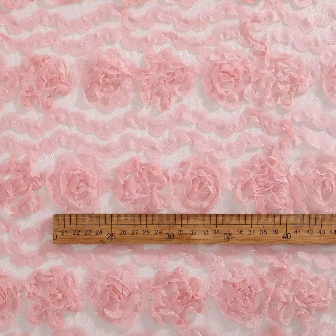 Factory Supply Wholesale Pink Lace Vintage 3d Rose Floral Pattern Embroidery Fabric Rosette Fabric For Wedding Dress