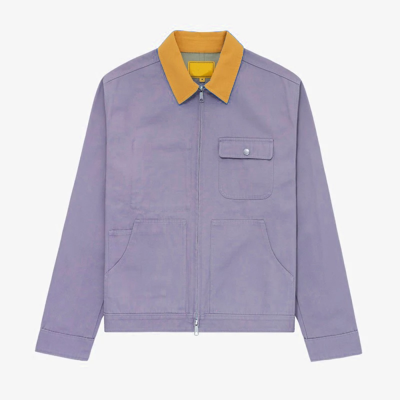 Varsity Zip up Lined Oem Wear Shirt Patch Workwear Duck Canvas Work Jacket with Pockets Custom Distressed Oversize Denim Men