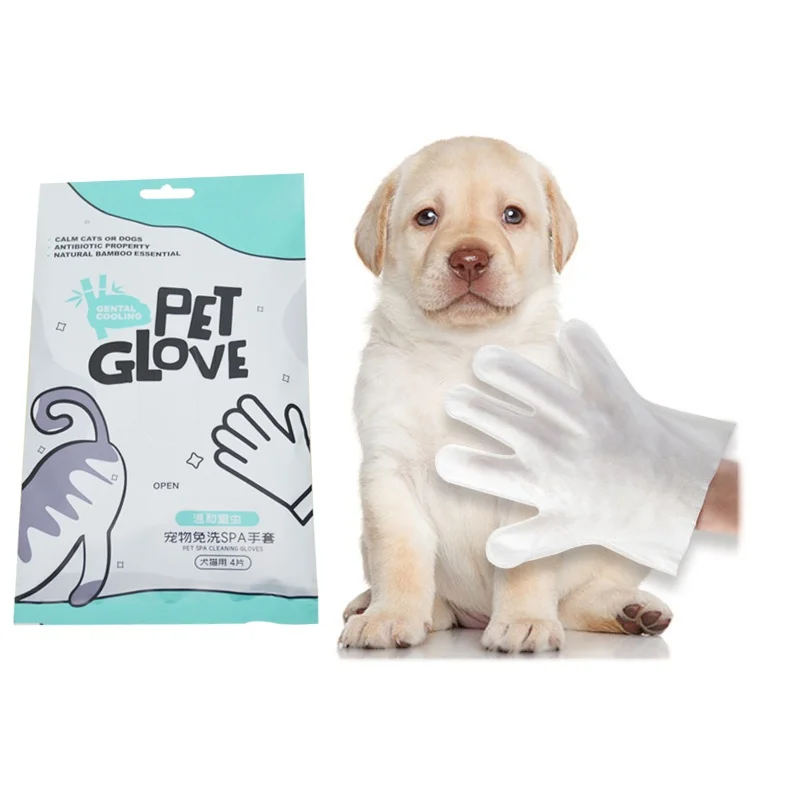 New 5 Finger Design Pet Bath Glove Wipes Dry and Wet OEM/ODM Pet Cleaning Glove Wipes