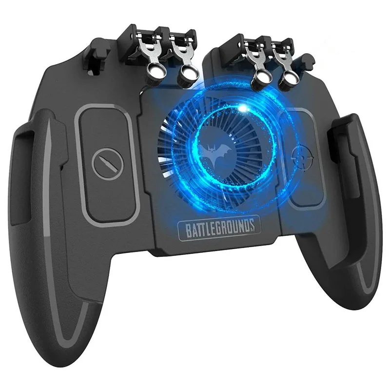 M11 Sensitive Aim Shoot Six Finger Metal Trigger Keys Mobile Controller with Cooling Fan for PUBG