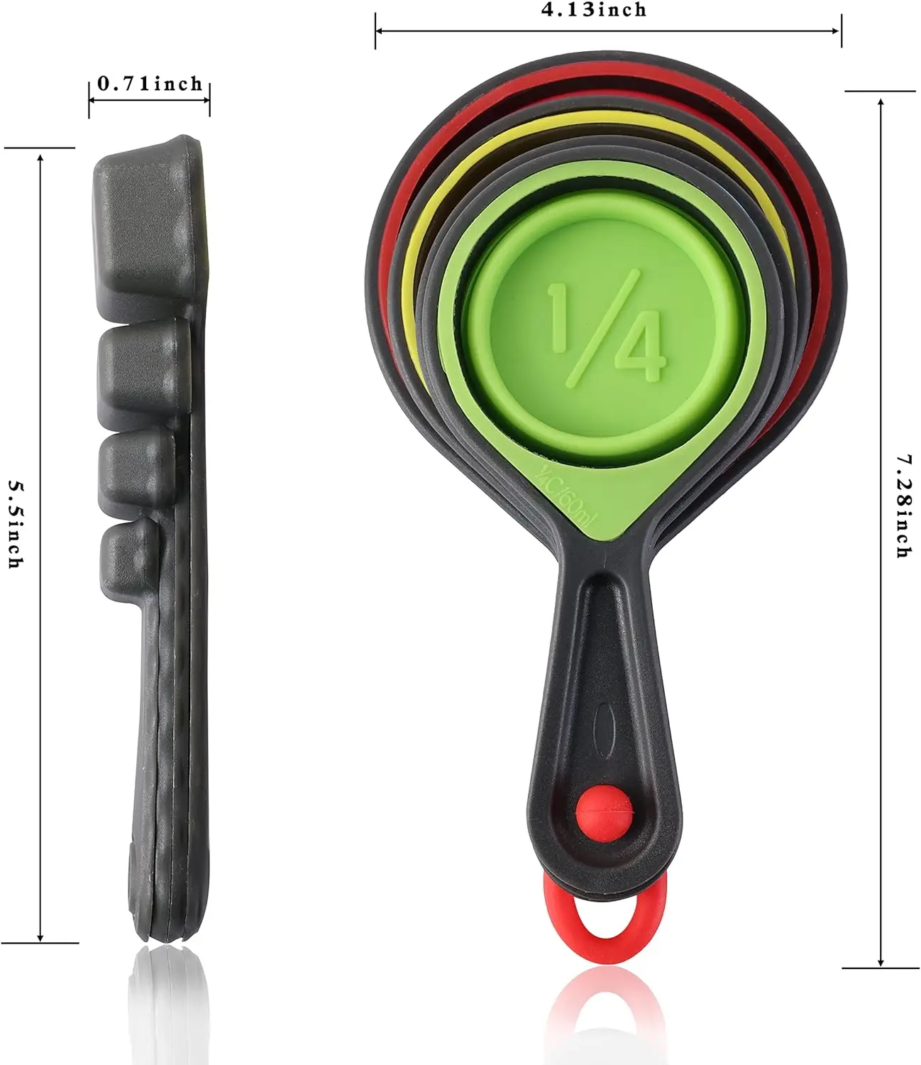 Collapsible Colander Set - 2 Pc Strainer Plus Food Grade Measuring Cups and Spoons Pasta Strainer for Draining