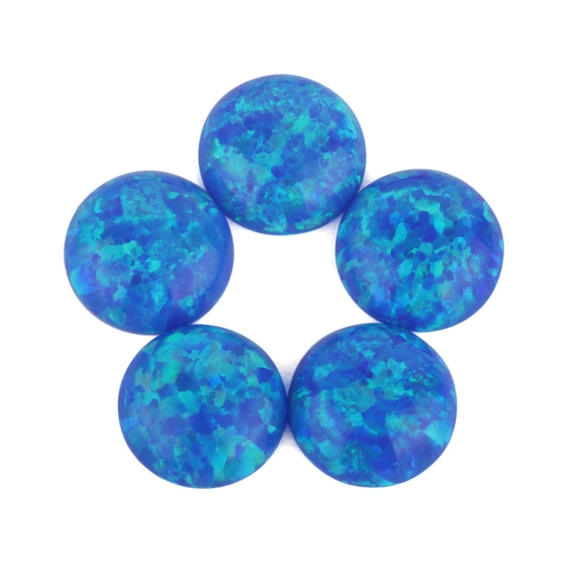 Factory Price Round Shape Cabochon OP05 Blue Lab Created Opal Stone 2mm~16mm Synthetic Fire Opal Gemstones Loose