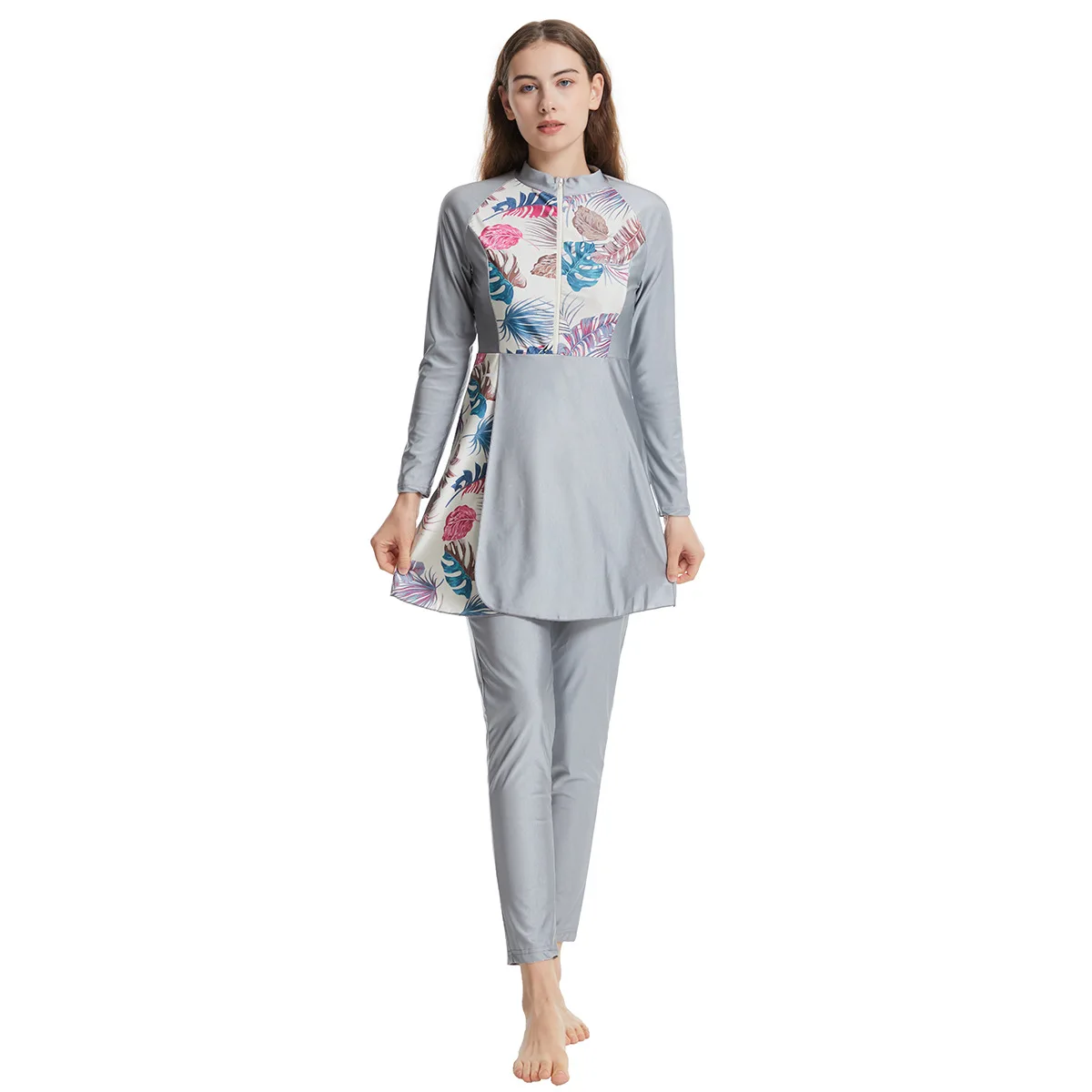 3Pcs Set Muslim Swimsuits for Women Modest Floral Islamic Hijab Long Sleeve Swimwear Bathing Suit Swimming Beachwear