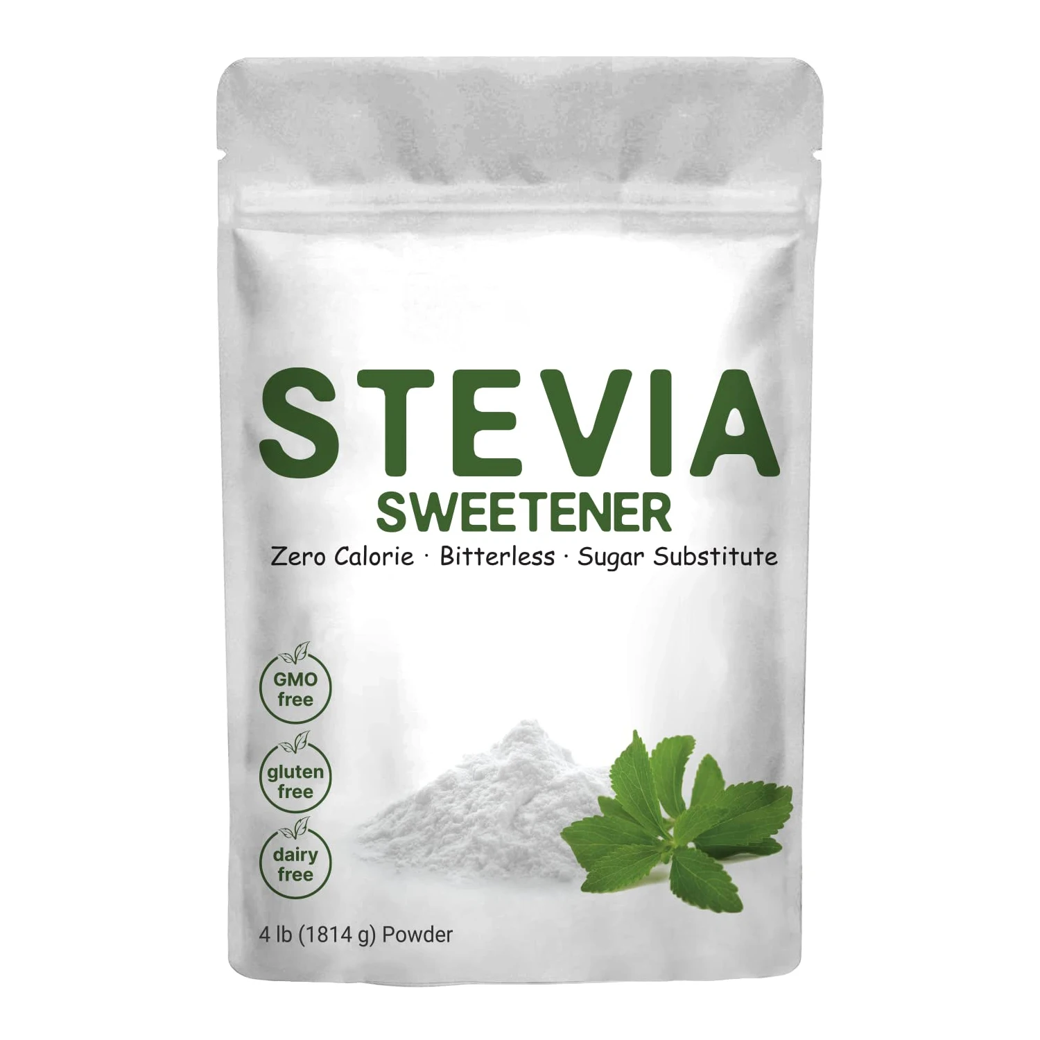 Stevia Sweetener Powder with Plant based Erythritol Keto 0 Calorie Sugar Substitute Bitterless Reb-A Stevia Leaf Extract