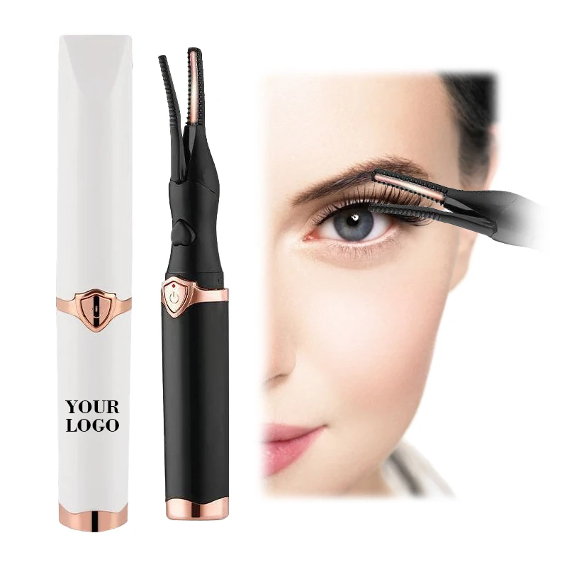 Long Lasting USB Rechargeable Electric Heating 2 in 1 Clip-Type Eyelash Curler Heated Eyelash Curler with Built-in Comb