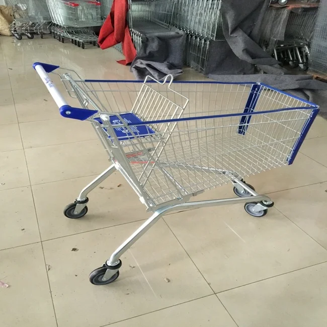 One Euro coin locker 180L shopping rolling trolley cart with beautiful handle bar