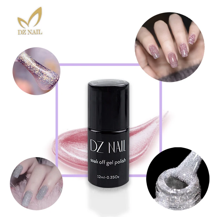 Private Label Flash Rubber Base Coat Disco Glitter Reflective Rubber Base Gel Nail Polish