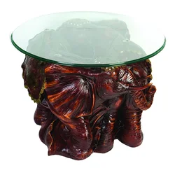 Elephant carved coffee table with glass top manufacturer G068M