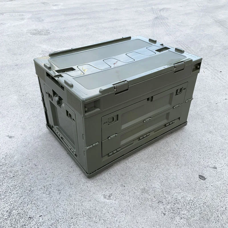 50L Large Capacity Camping Storage Box PP Plastic Folding Camping Box with Outdoor Courtyard Storage Car Box