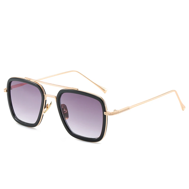 Fashion Tony Stark Square Sunglasses Men Brand Design Sun Glasses Oculos Retro male iron Man