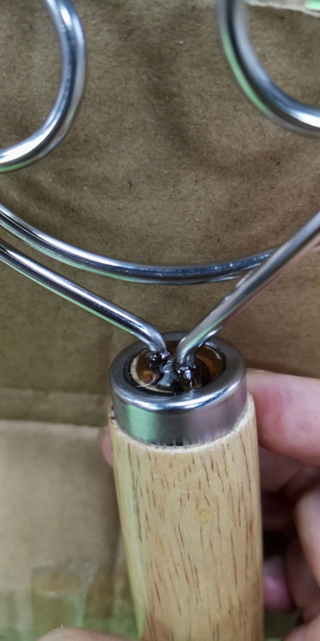 
Food grade dough egge whisk stainless steel wooden handle 