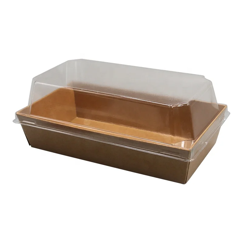 Custom design sushi paper food box cake disposable paper container with PET lid