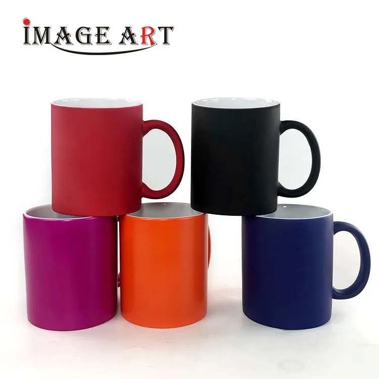 High Quality Round Handle Matt Magic Mug Color Changing Mug