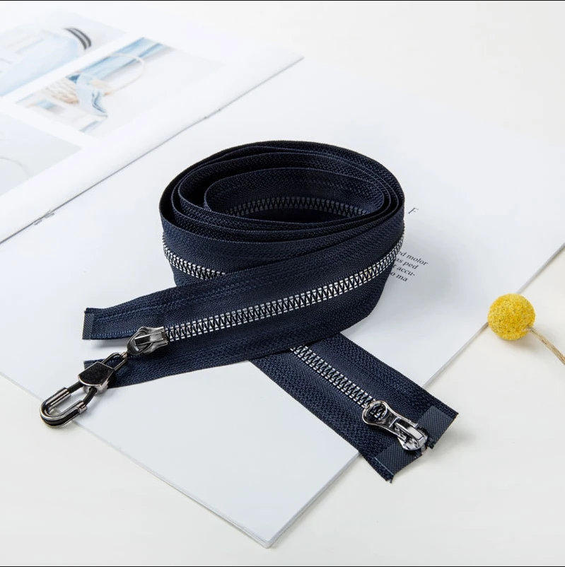 Dawei Factory #5 Metal Zipper Double Slider Zinc Alloy Teeth Customized Logo metal zipper For Garments