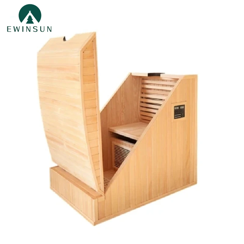 New Design Customized Half Body Hemlock Wood Sauna Room Far Infrared Sauna Cabin Spa Capsule For Detox