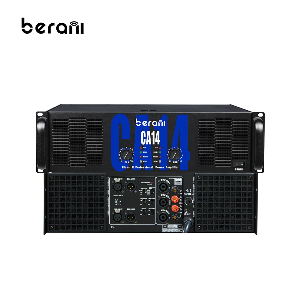 Berani CA14 заводская цена 2-канальная гитара 3U 900 Вт * 2 усилитель мощности металлический моноблок Timpano