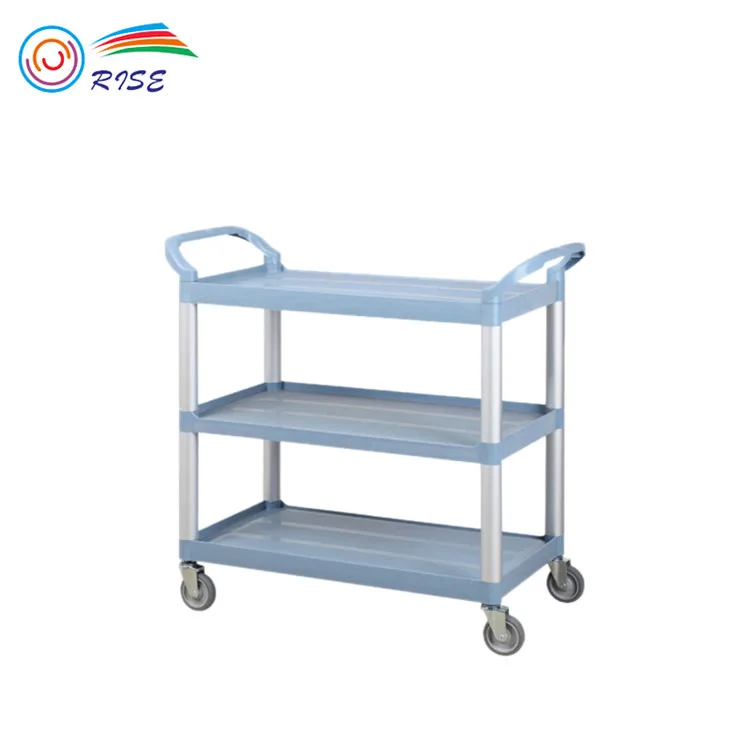 3 Tier Plastic / Stainless Steel Food Service Trolley For Restaurant