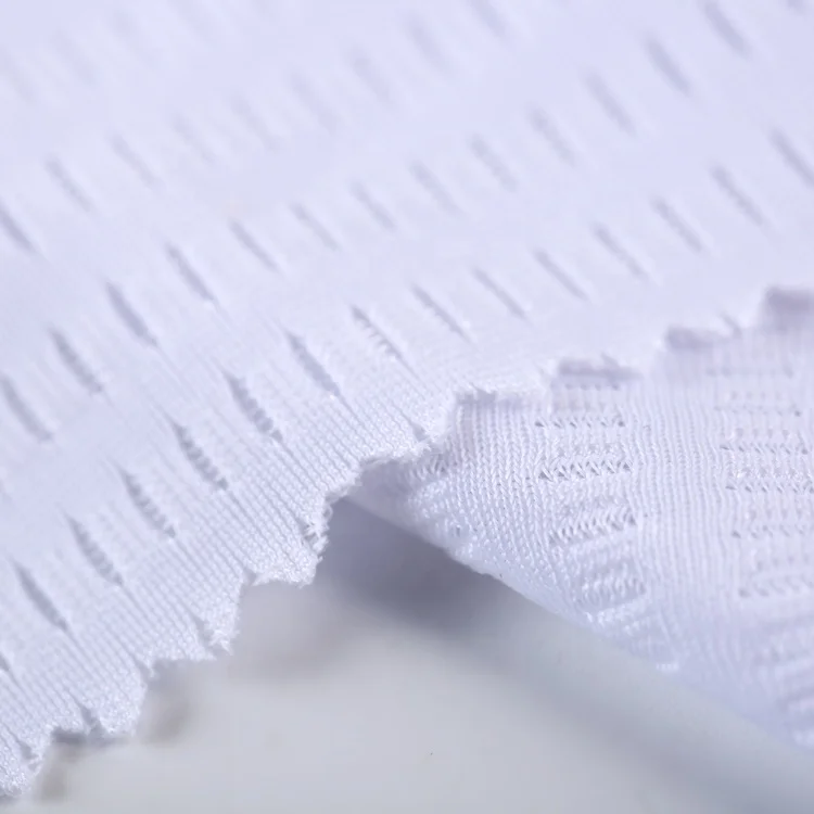 Jacquard white breathable polyester sport wear sports mesh fabric garment