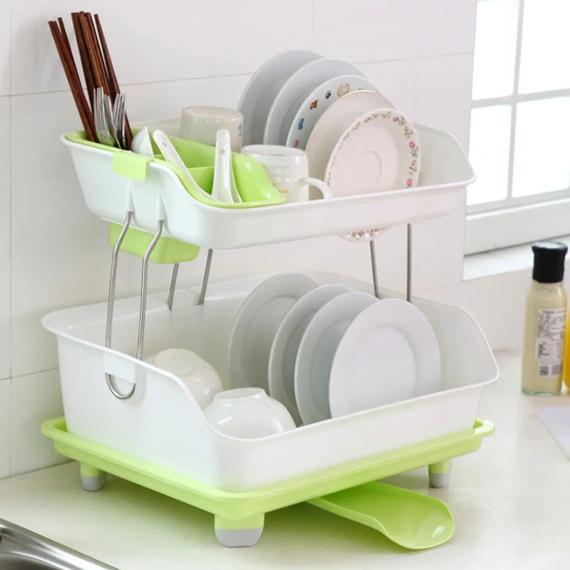 Household Kitchen Items Plastic Dish Rack Organizer Kitchen Utensils Storage Basket Stand