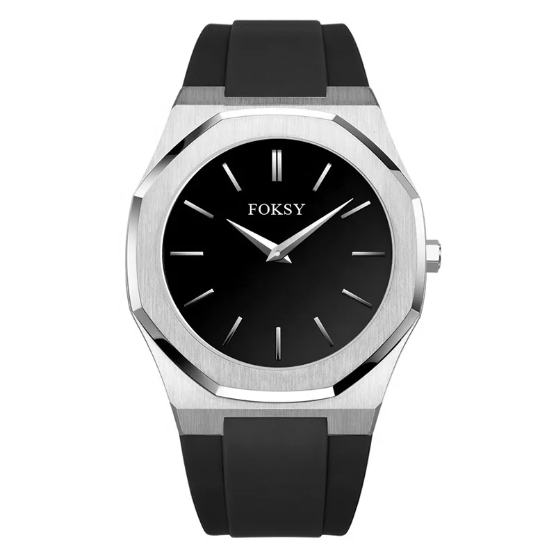 OEM High Quality Stainless Steel Minimalist Silicone Strap Japanese Movement Fashion Quartz Watch For Men