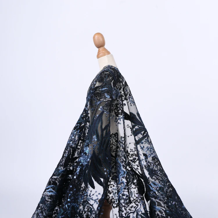 
 Новейшая коллекция, Тюлевая ткань с блестками и цветочной вышивкой для платьев невесты  