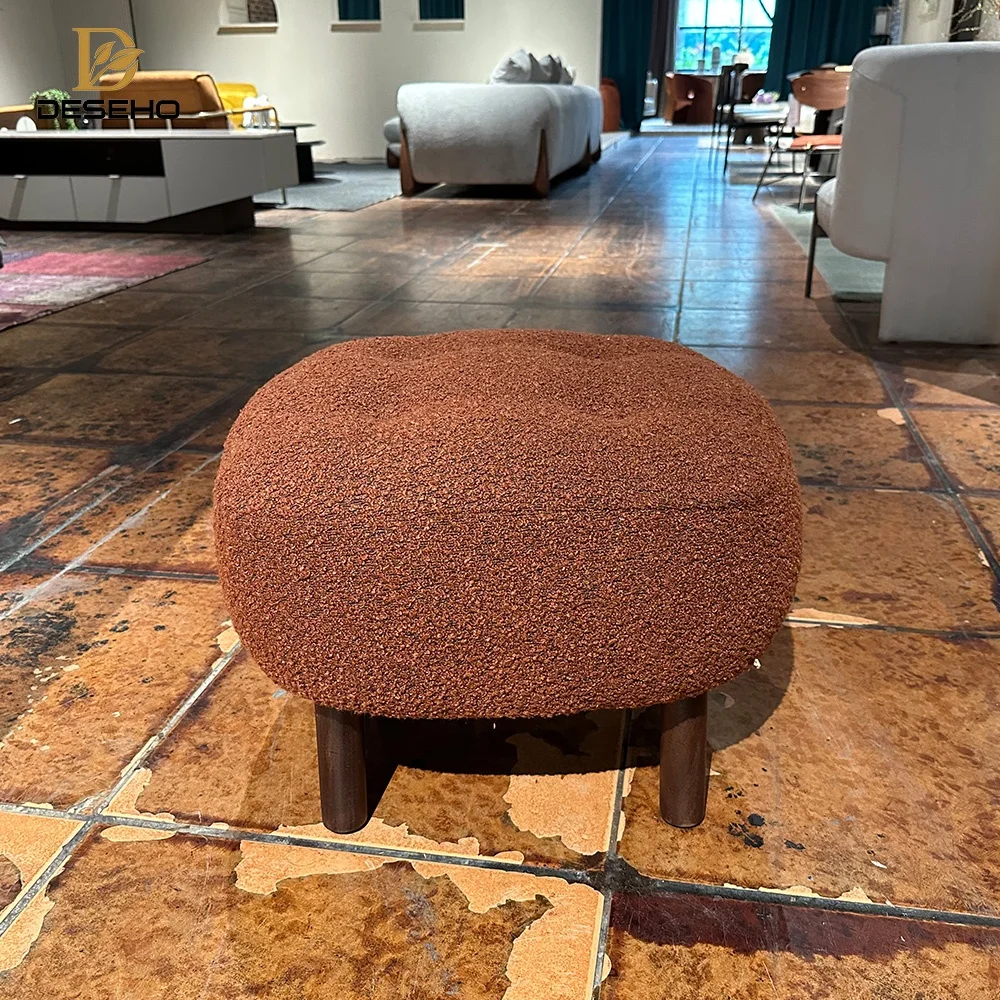 New Design Faux Fur Ottoman Cube Shape Woven Pouf Stool Velvet Upholstered Seat For Home Dining Home Office Villa