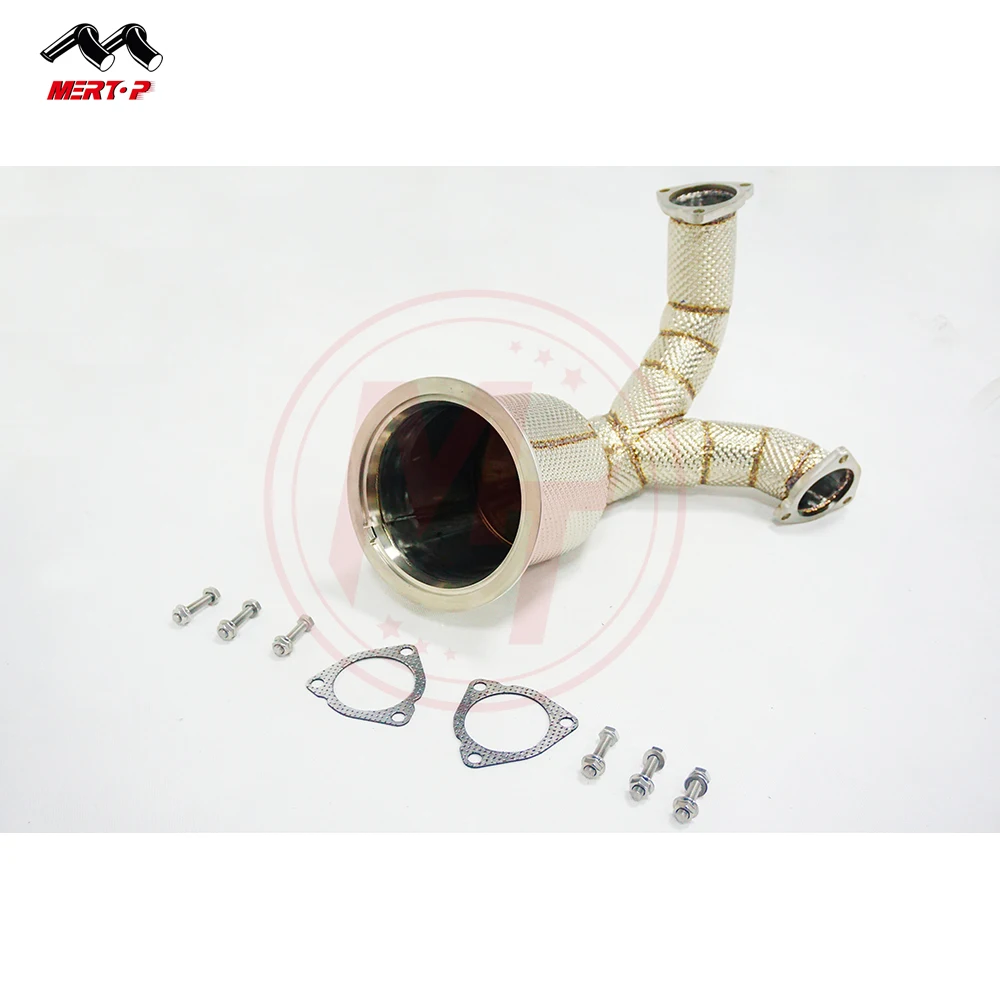 Mertop SS304 Exhaust Downpipe for Au di B9 S4 S5 2010-2017 Downpipe with heat shield