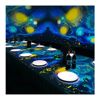 Van Gogh painting style interactive wall  projector restaurant hologram immersive restaurant wall