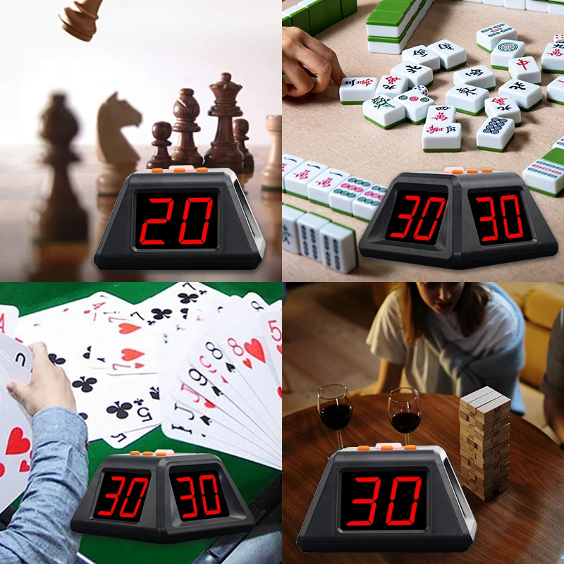YIZHI Wireless Adjustable 4 Sides Digital Countdown LED Timer for Poker Chess Mahjong Board Game with Sound Reminder Shot Clock