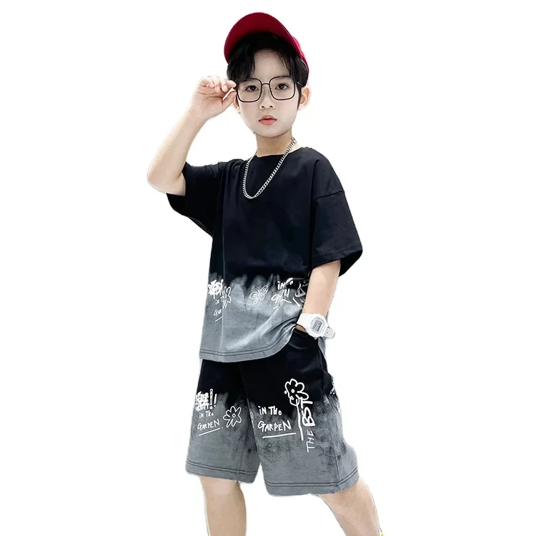 Hot Sale Factory Price Summer Boys Cartoon Pattern Clothes Set New Models Fashion T-shirt And Denim Shorts 2 Pcs