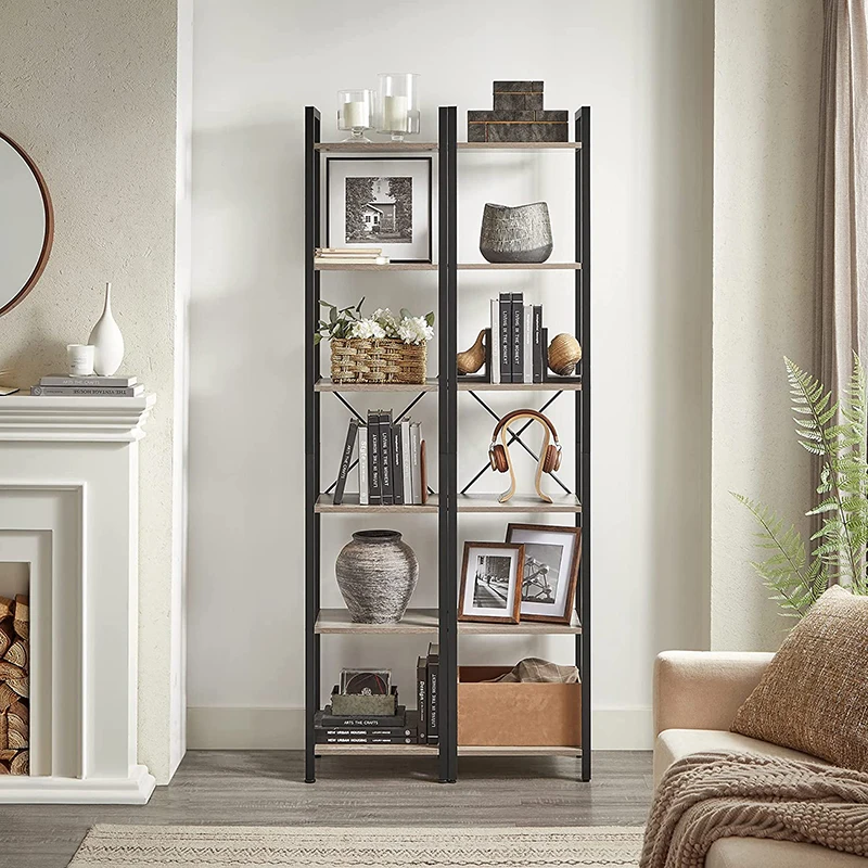 Nordic MDF Board Metal Office Bookshelf Modern Ladder Bookcase Combination Rack Apartment Furniture