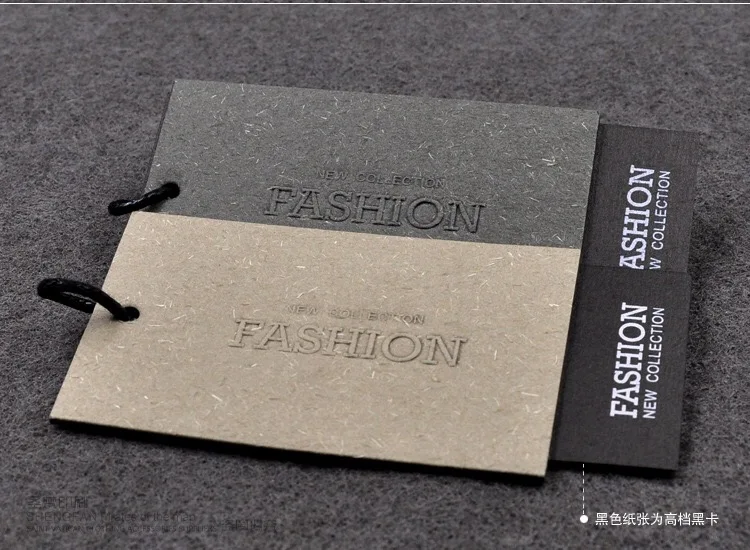 Kraft paper specially  printing embossed foiled customized with UV garments hang tag paper tag for jeans clothing and garments