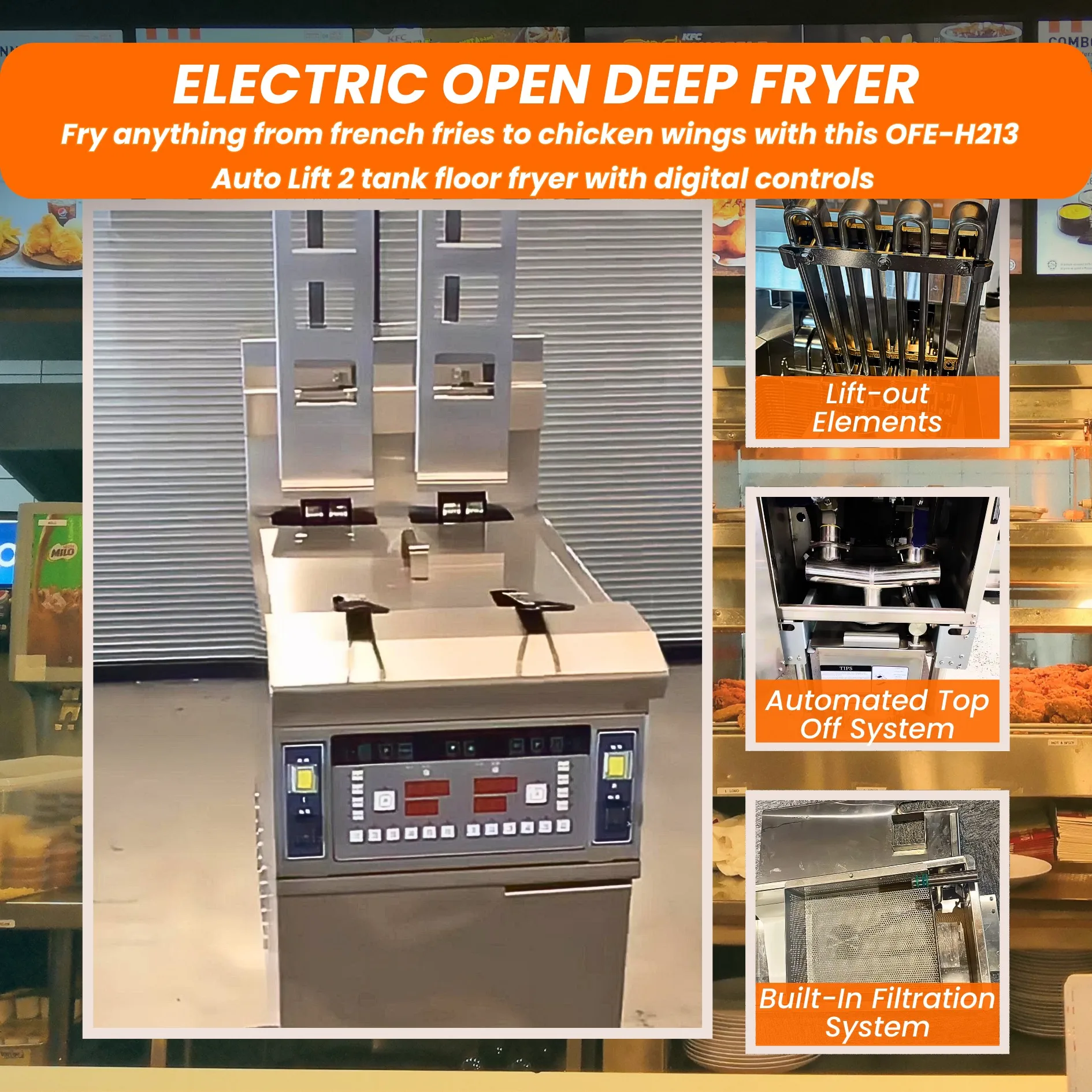 Multifunctional Cost Saving Funnel Cake Melt Cycle Refined Fryer With Ce Certificate