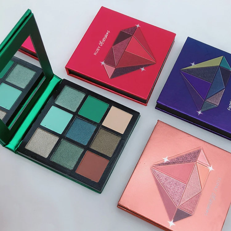 Cosmetics 9 color magnetic eyeshadow private label palette pressed glitter vegan eyeshadow palette