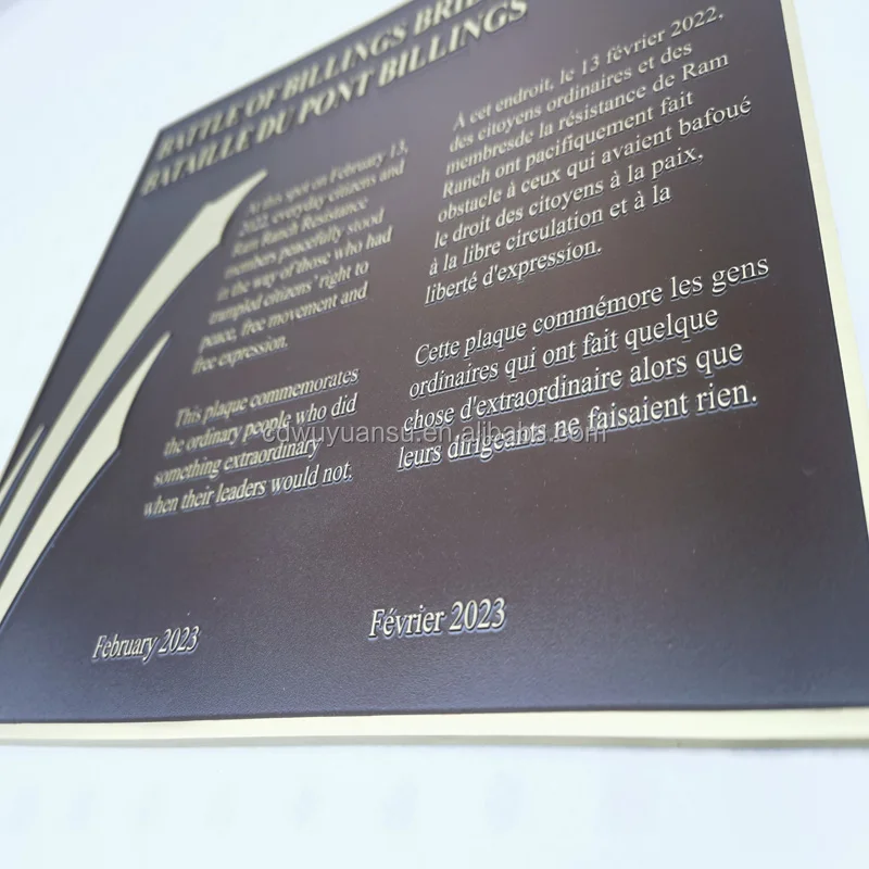 HONGSEN Custom Metal metal nameplate embossed Plaques sign company logo house number brass bronze plaque Brass Office Signs