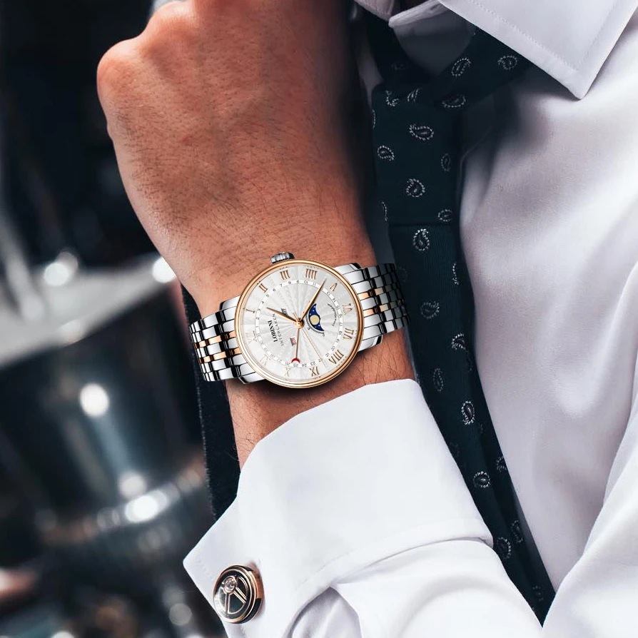 LOBINNI 3604 luxury brand Waterproof Wrist Watch Wristwatches Quartz Classic Black Relojes Hombre Lujo