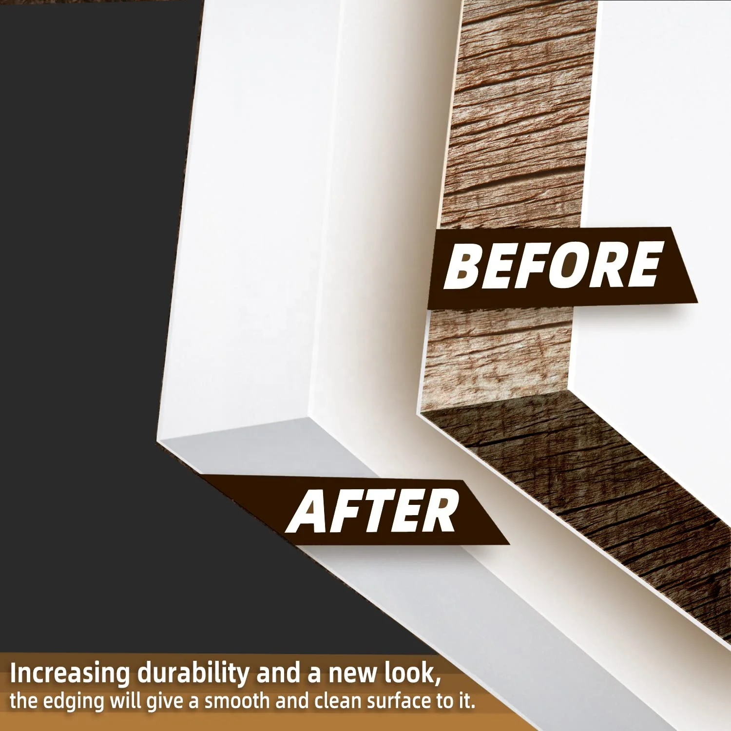 Melamine PVC Edge Banding, 3/4 inch x 25ft White Edge Banding with Hot Melt Adhesive Pre-glued Cabinet Edge Banding Flexible