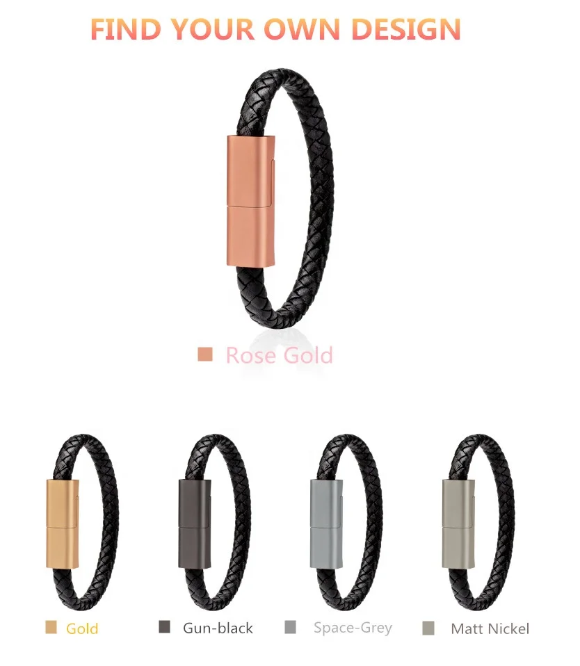 Новый стиль носимый зарядный браслет USB кабель для передачи данных Samsung Android и i Phone