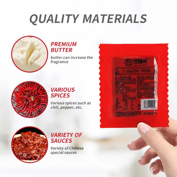 Top Sale Guaranteed Quality hotpot seasoning spicy soup base Hotpot Condiments Bottom Material