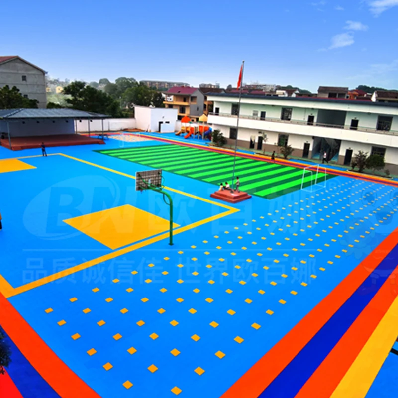 Temporary assembly outdoor colorful pp portable basketball court sports interlocking floor