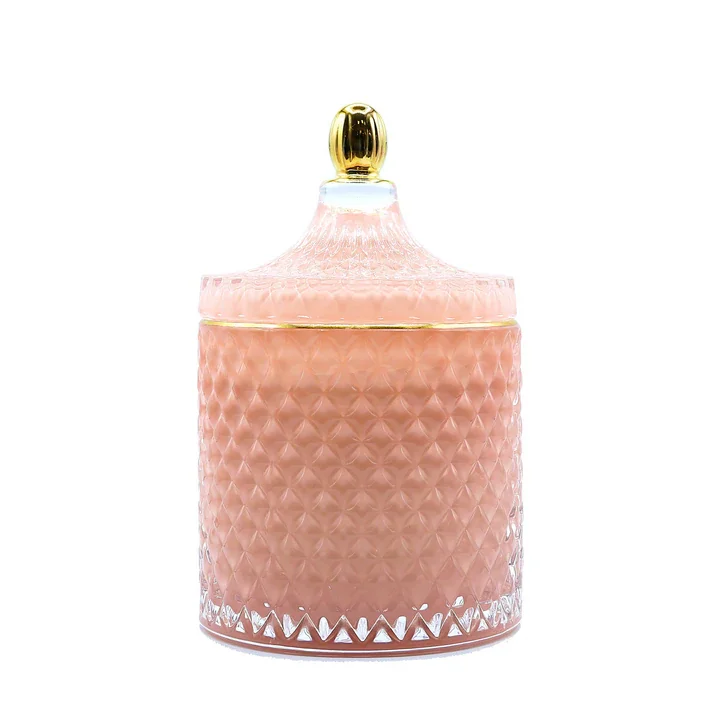 Large capacity customized luxury empty castle style geo cut glass candle jar