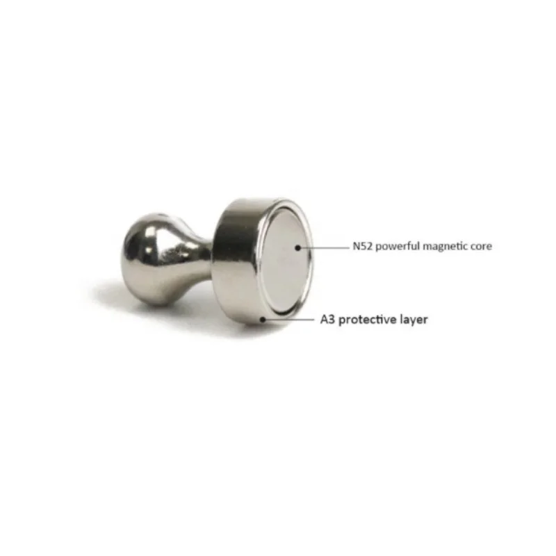 12 Brushed Nickel Magnetic Push Pins, Pawn Style - Silver Push Pin Magnets Great for Office Magnets, Fridge Magnets